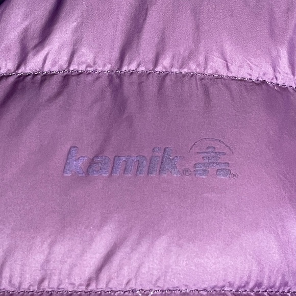 Kamik Caia Down Parka 550 Down Fill Puffer Jacket Size L Plum Hooded Long EUC - Picture 2 of 10